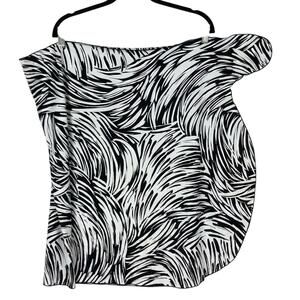 Nwot LONGITUDE Sarong Wrap Coverup O-S Silver-Glitter Black White Stripe Zebra